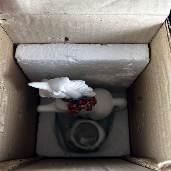 Vintage Unicorn Ceramic Votive Candle Holder With Holiday Bow 1980s Christmas De - Picture 2 of 7